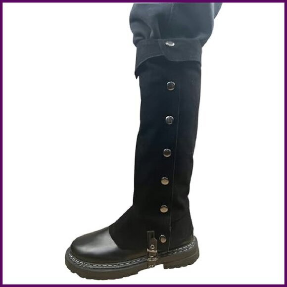 Medieval Pirate Boot Covers with Studs Lace-Up Adjustable Halloween Costume main image 7